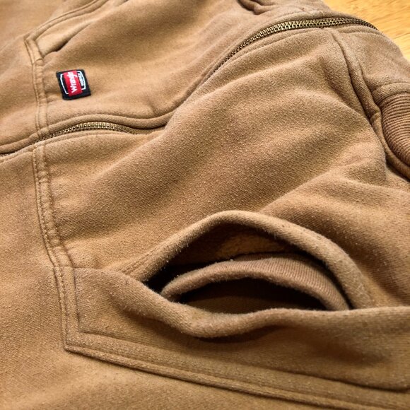 Wrangler Tan M/L Sherpa lined Hoodie w/ Marigold Patch warm outdoors - Picture 3 of 8